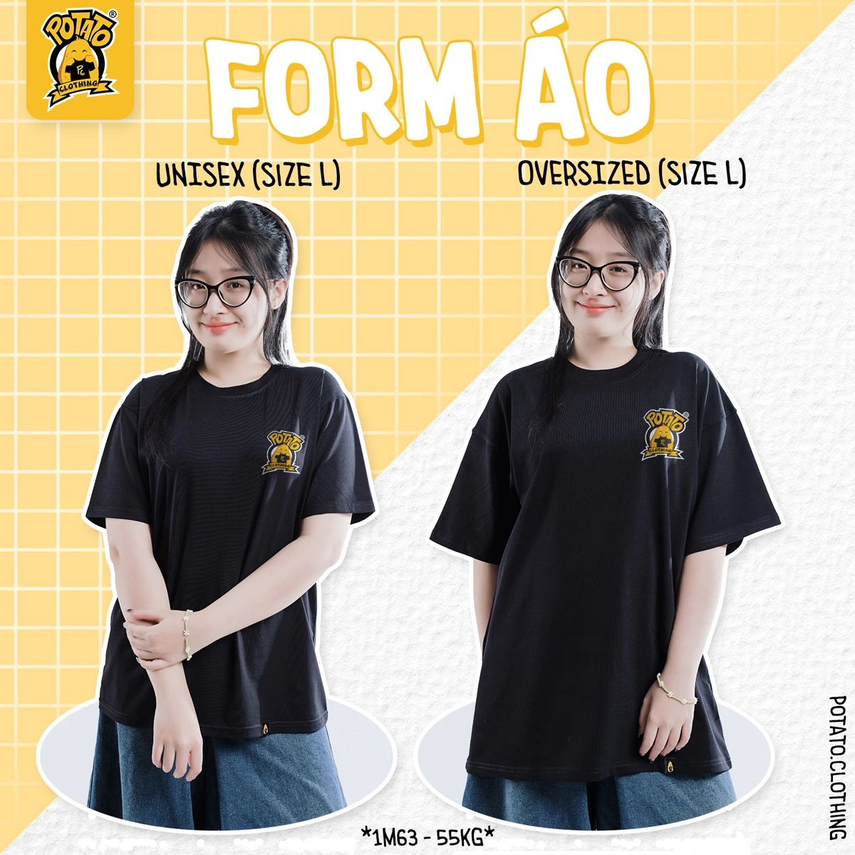 Bảng size áo đồng phục nhóm nhảy Potato Clothing 1