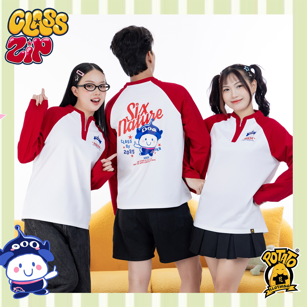 Áo lớp Classzip đỏ trắng mặt sau