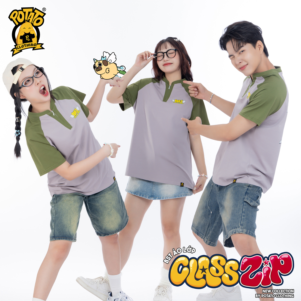 Áo lớp Classzip rêu xám nhạt 2