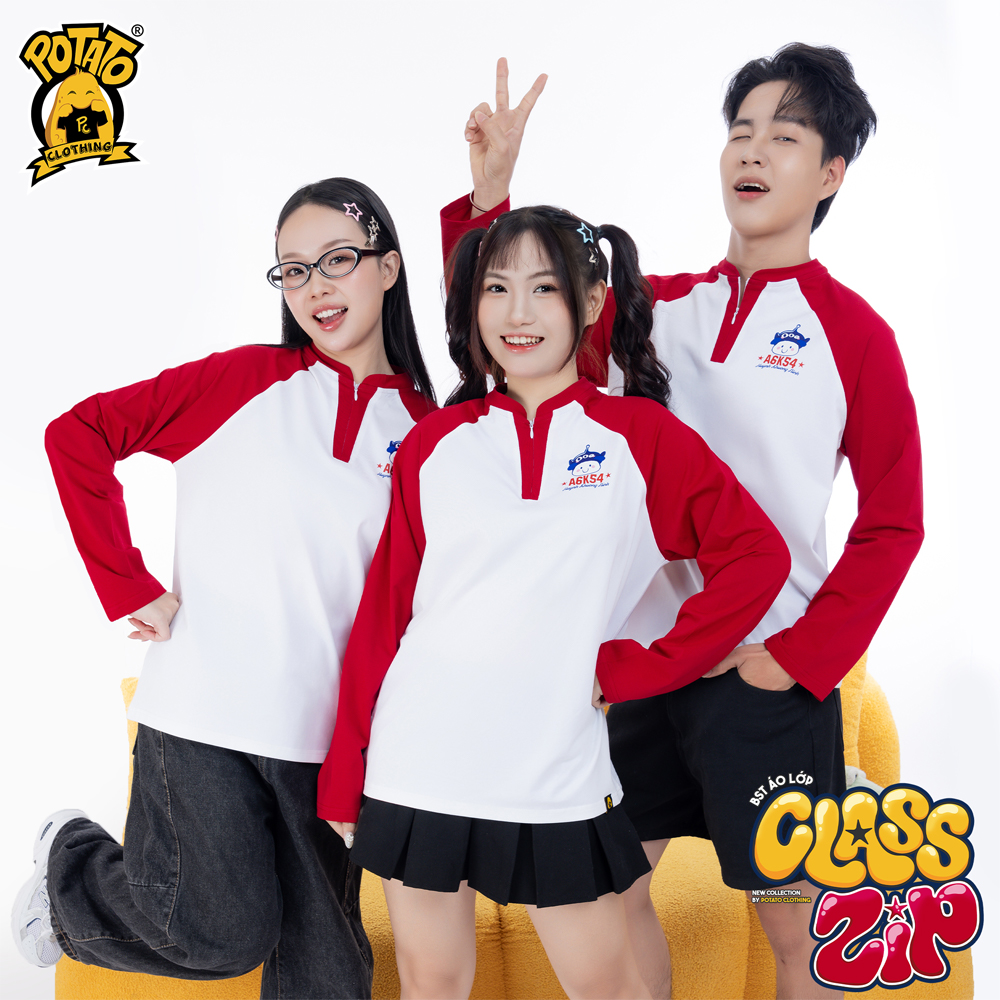 Áo lớp Classzip đỏ trắng 3