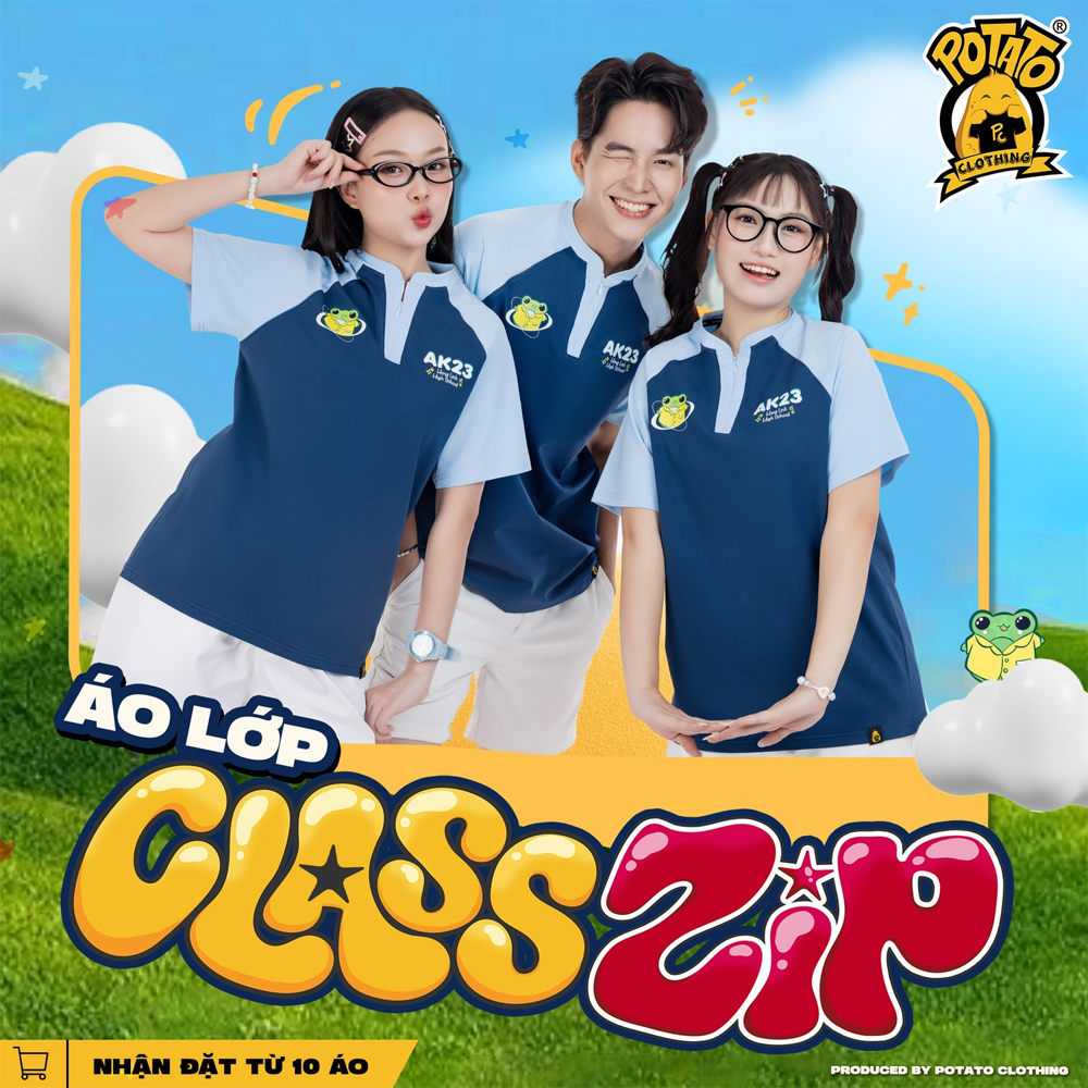 Áo lớp Classzip navy xanh nhạt mặt trước