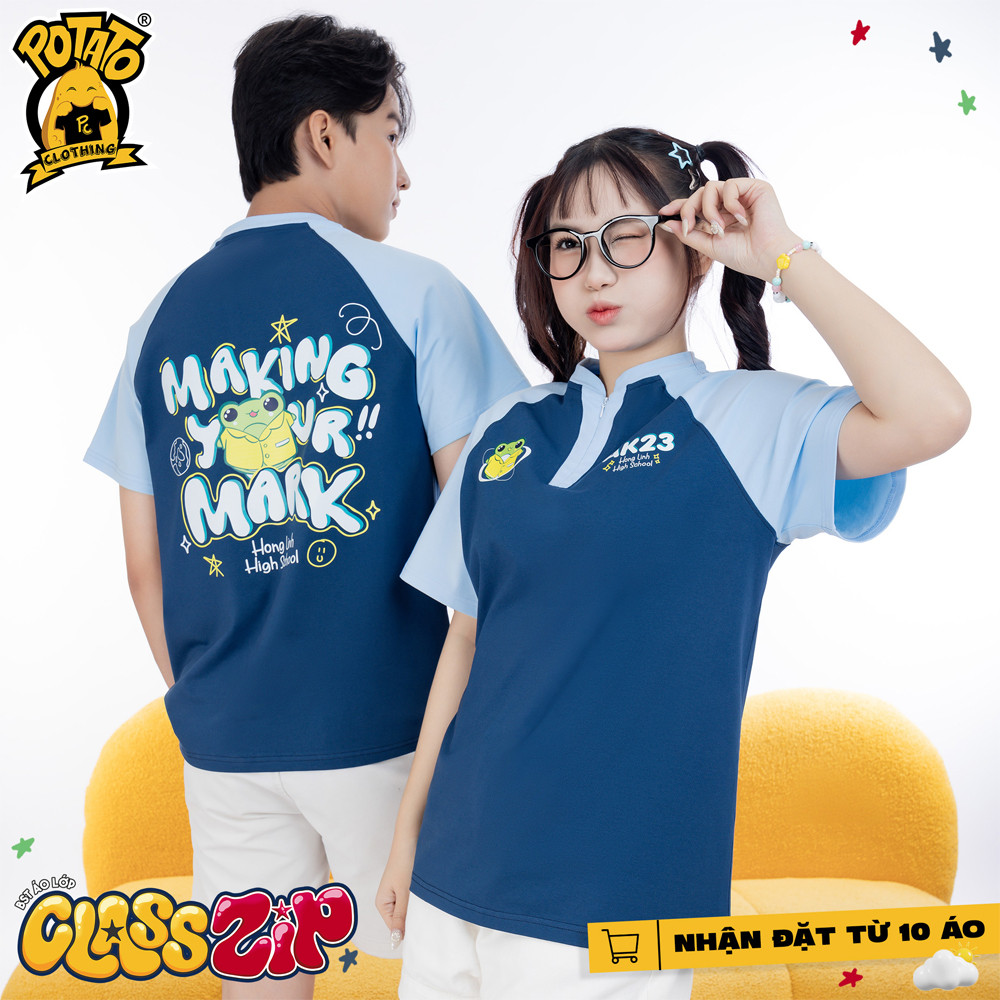 Áo lớp Classzip navy xanh nhạt mặt sau