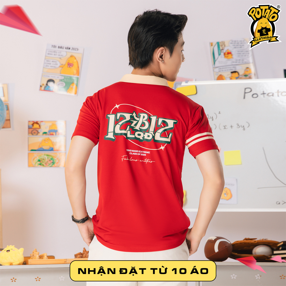Áo lớp polo Classmark màu đỏ mặt sau