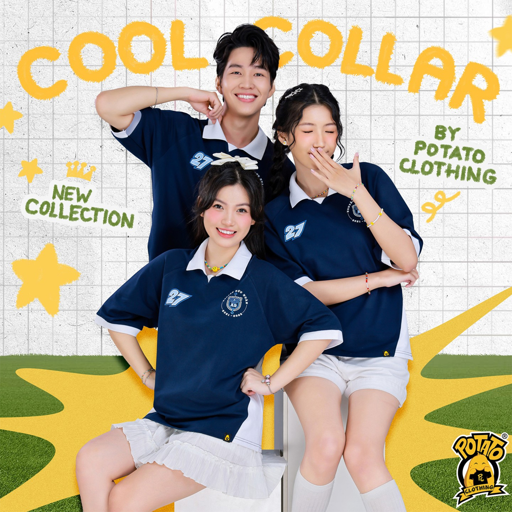 Áo polo Cool Collar xanh dương cá tính trẻ trung - mặt trước
