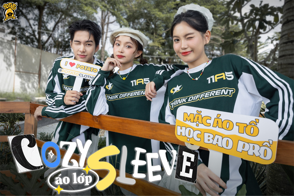 Áo sweater xanh lá năng động tươi mới