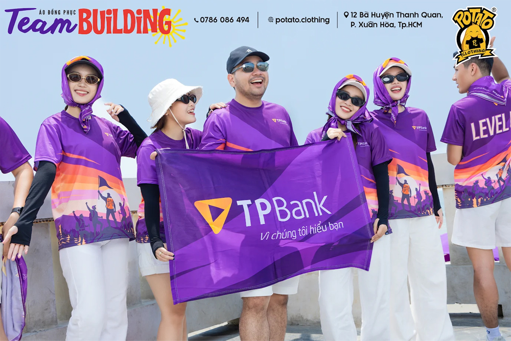 Đồng phục áo thun tím hoàng hôn cá tính team building