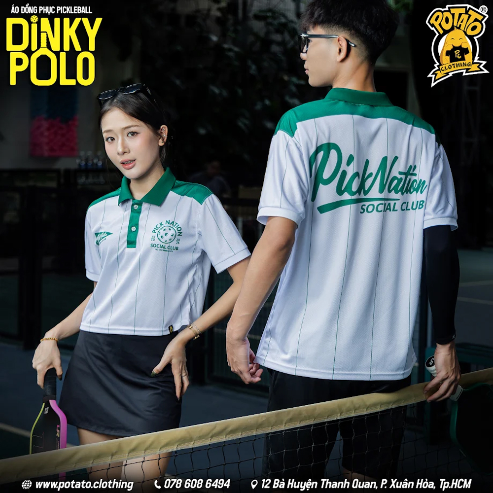 Áo Polo PickNation Social Club sọc xanh đồng phục Dinky Polo