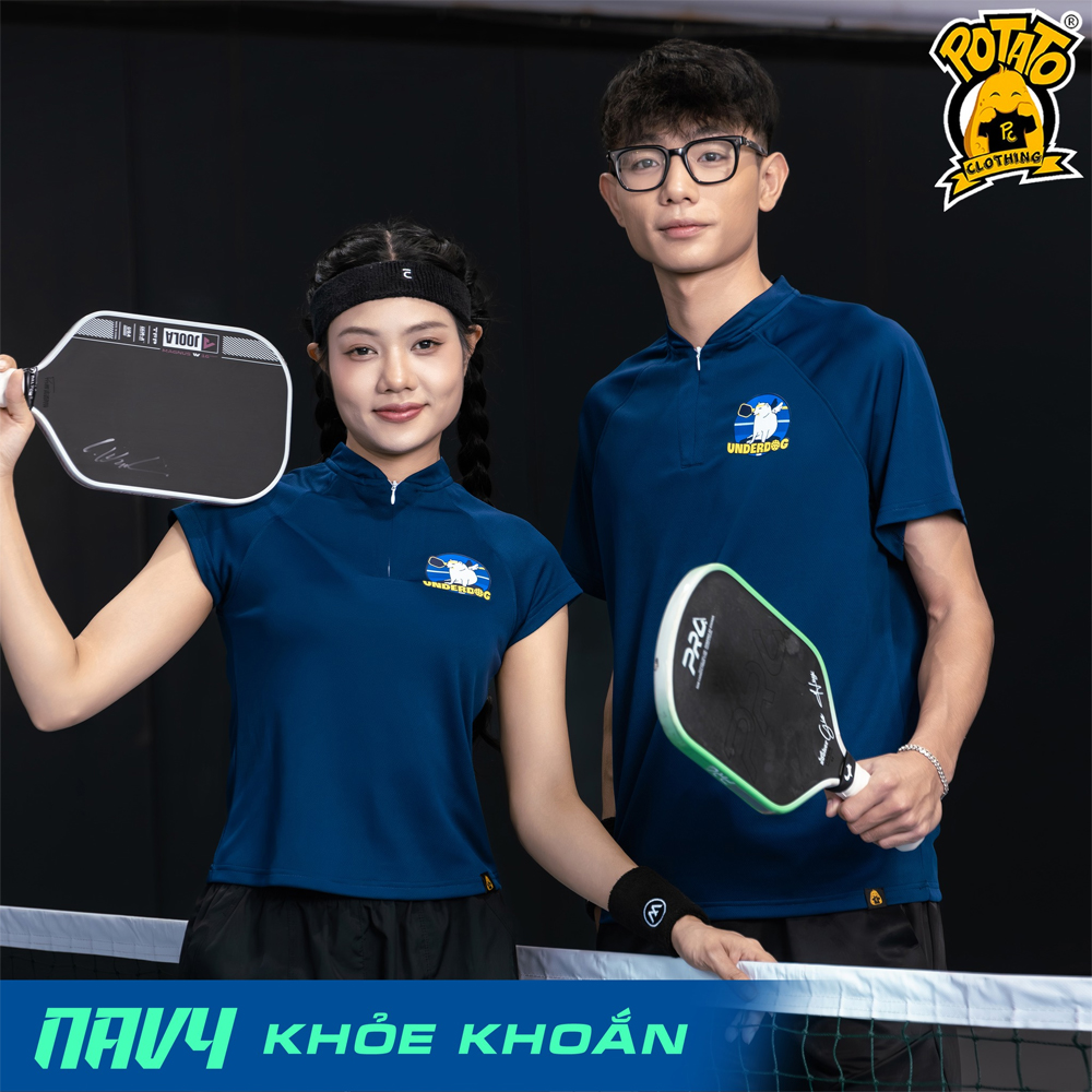 Áo Sporty Zip màu xanh navy khỏe khoắn - mặt trước