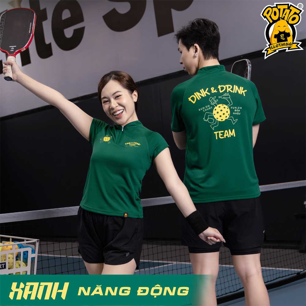 Áo Sporty Zip màu xanh lá năng động - mặt trước