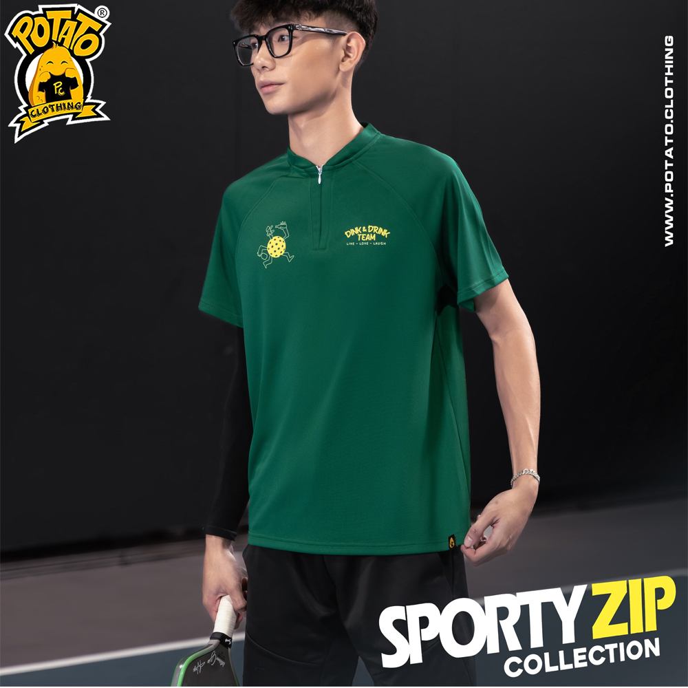 Áo Sporty Zip màu xanh lá năng động - mặt sau