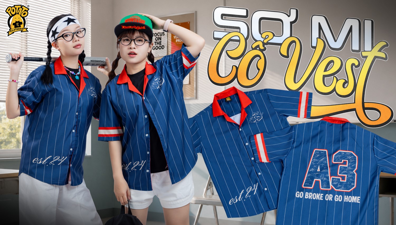 Form áo sơ-mi cổ vest Potato Clothing