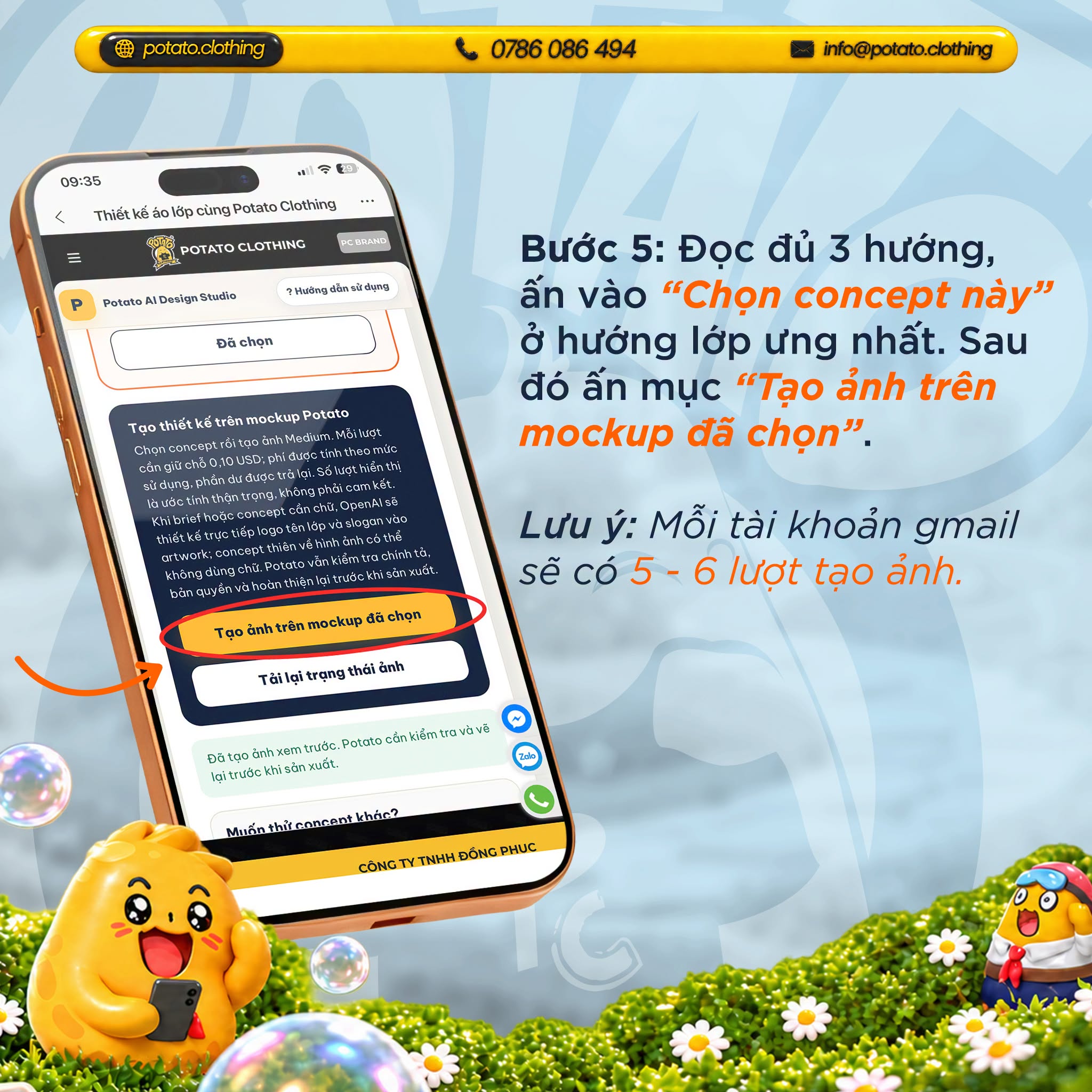 Bước 5 chọn concept và tạo ảnh áo lớp trên mockup