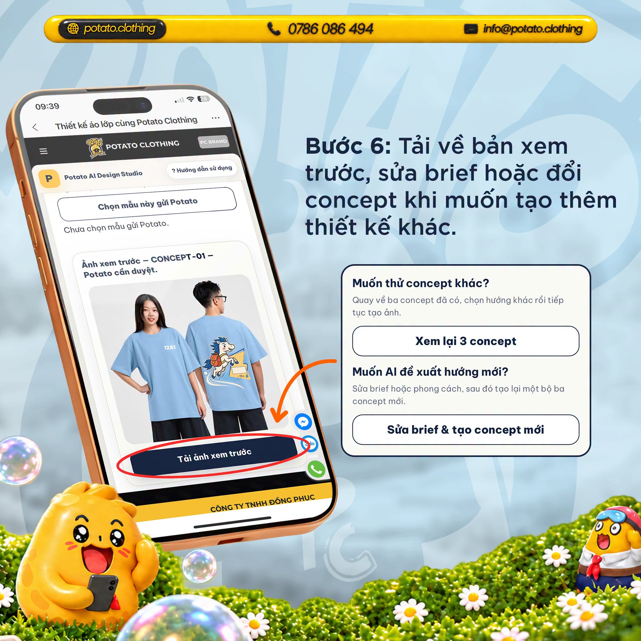 Bước 6 tải ảnh xem trước hoặc chỉnh sửa concept áo lớp