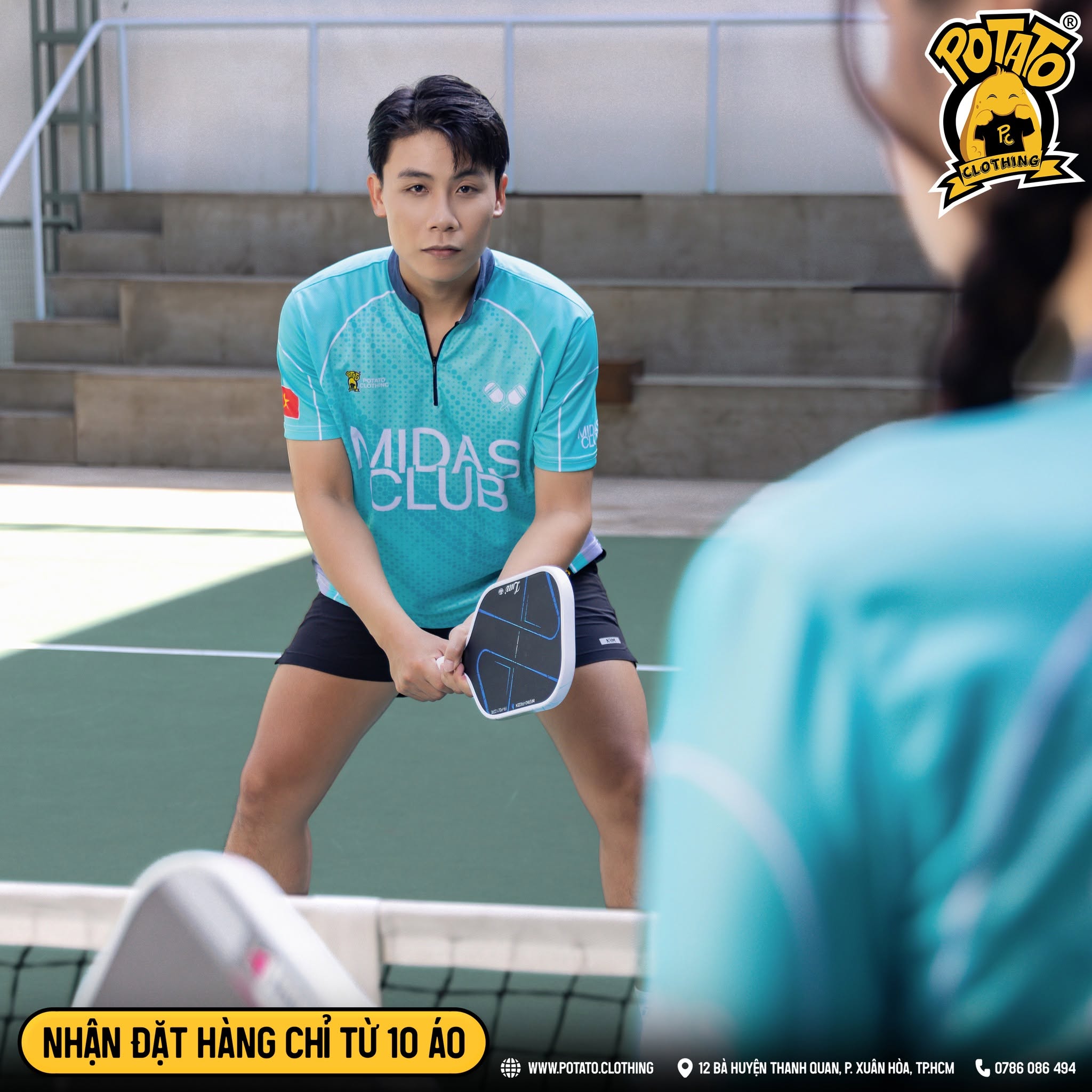 Áo thể thao Midas Club màu xanh ngọc - ảnh 2