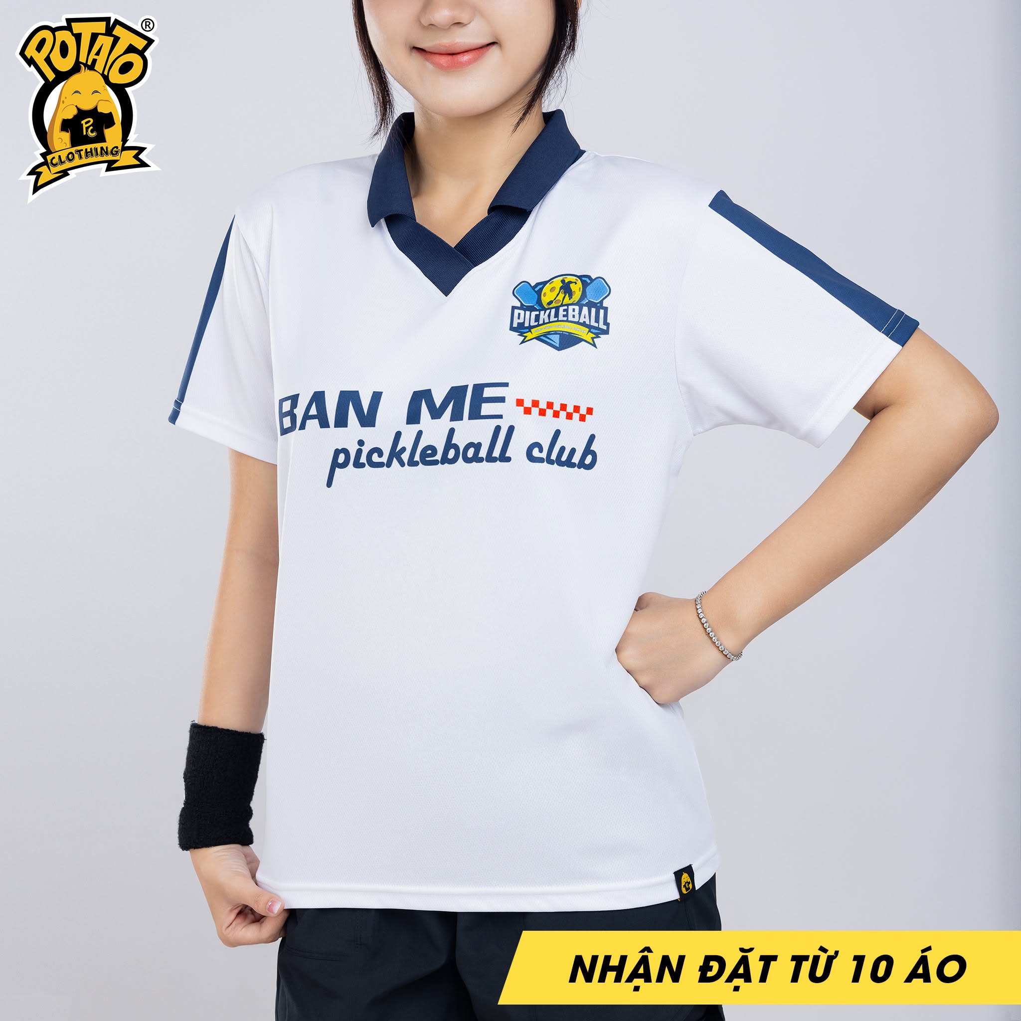 Áo polo unisex cổ bẻ không nút - màu 1 mặt sau tại Potato Clothing