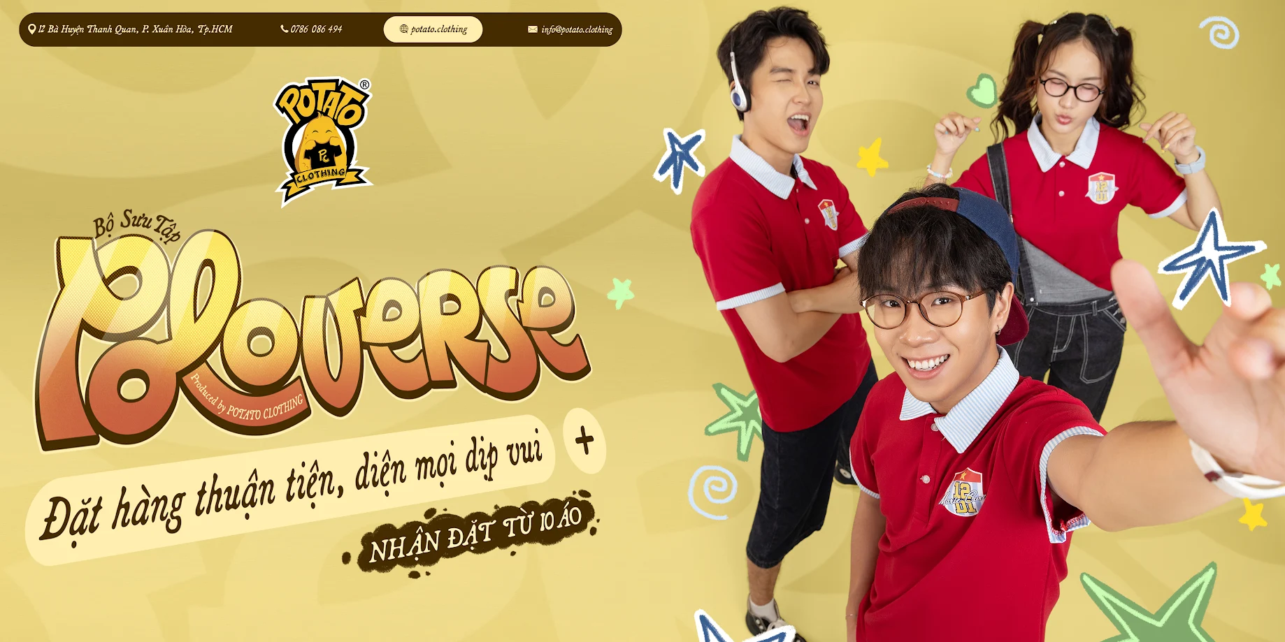 Chính sách và quà tặng khi đặt áo lớp Poloverse tại Potato