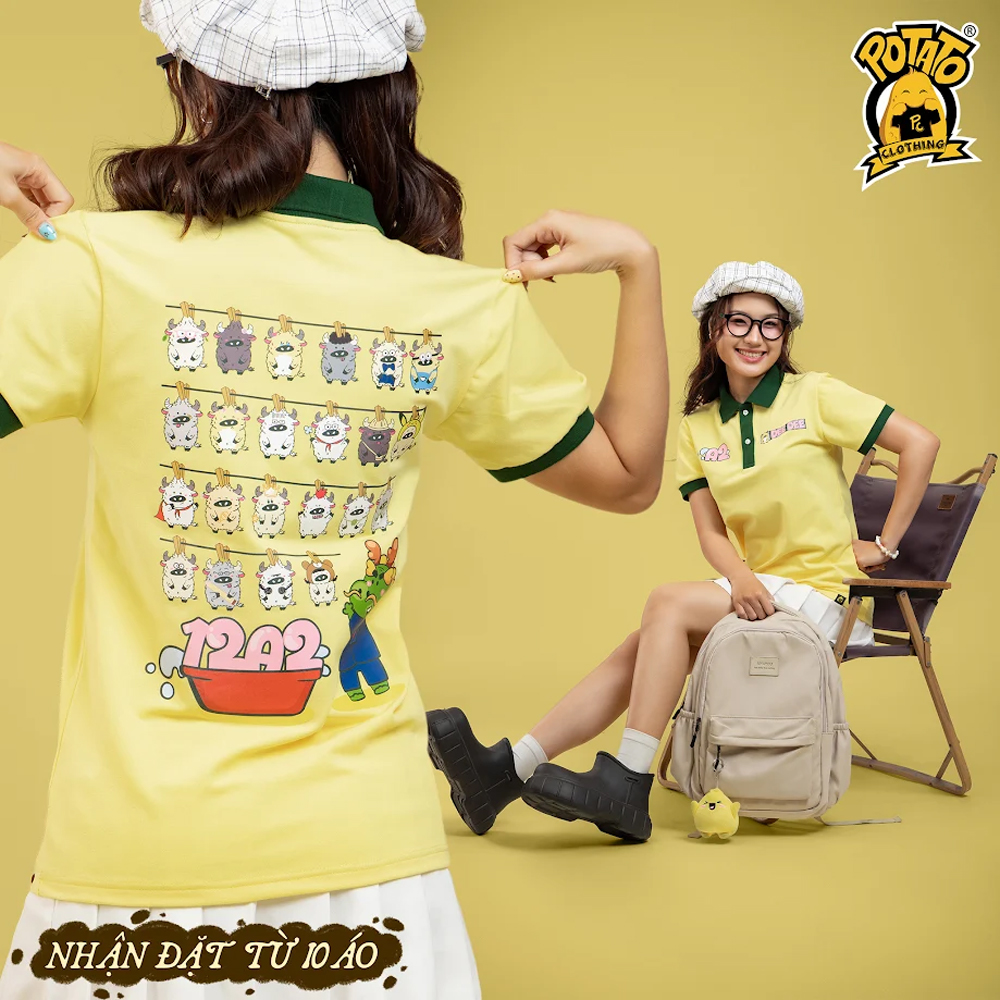 Góc chụp áo lớp Poloverse vàng xanh lá
