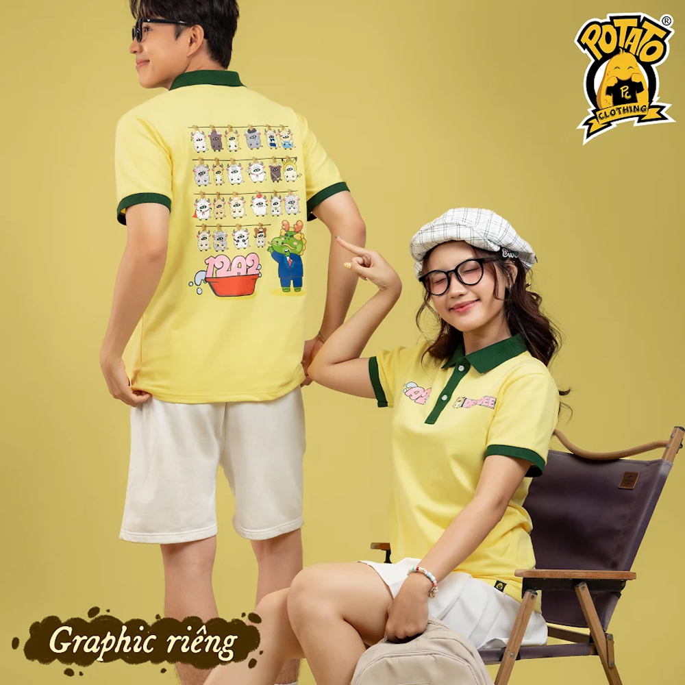 Chi tiết hình in PET trên áo lớp Poloverse