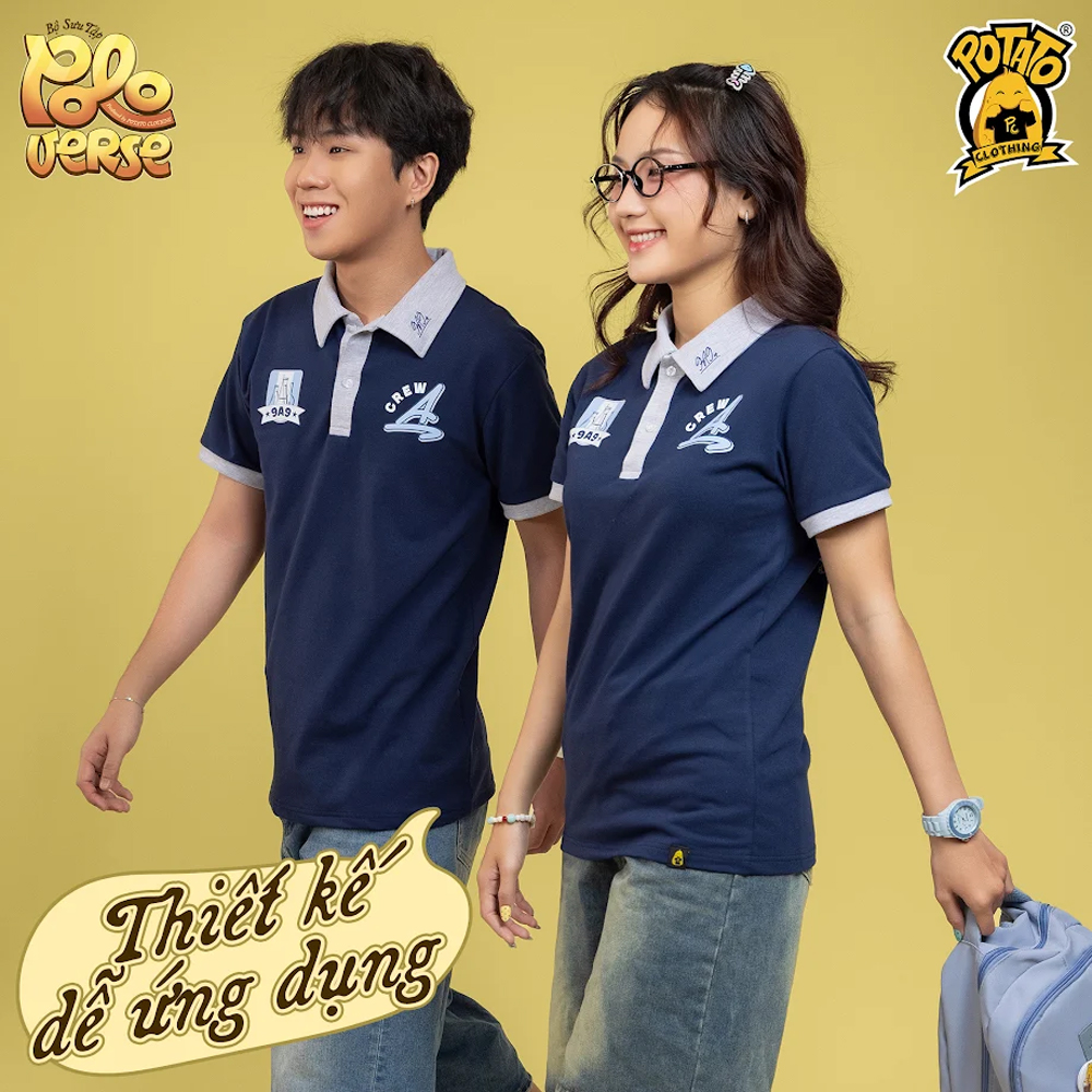 Góc chụp áo lớp Poloverse navy xám