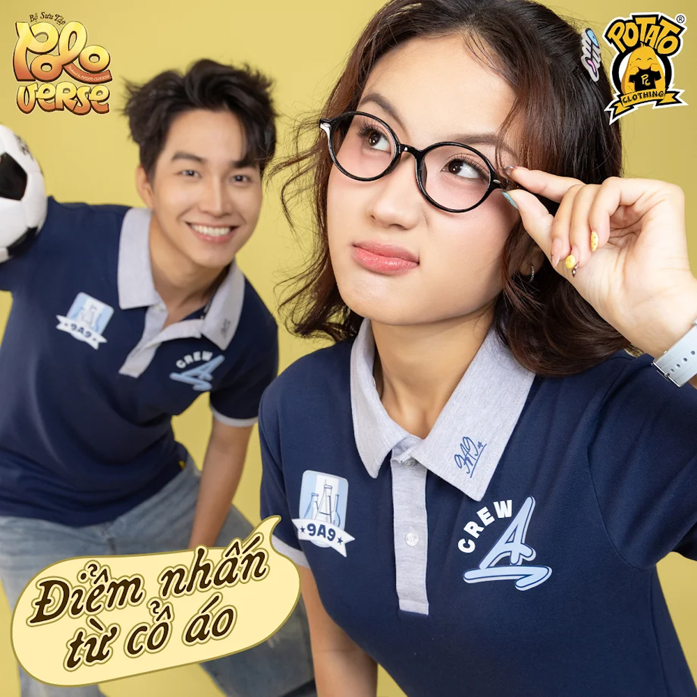Góc chụp áo lớp Poloverse navy xám