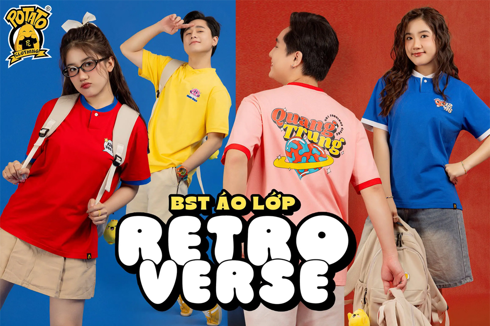 BST áo lớp Retroverse Color-block phong cách Retro rực rỡ Potato Clothing