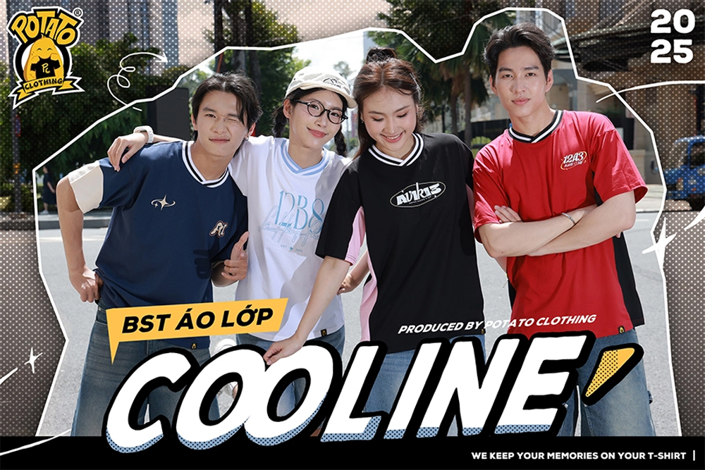 BST áo lớp Cooline cổ sơ mi thanh lịch line kẻ tương phản Potato Clothing