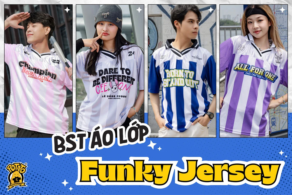 BST áo lớp Funky Jersey phong cách bóng đá năng động rực rỡ Potato Clothing