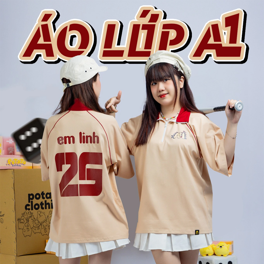 Mẫu áo lớp zippy polo màu kem 3