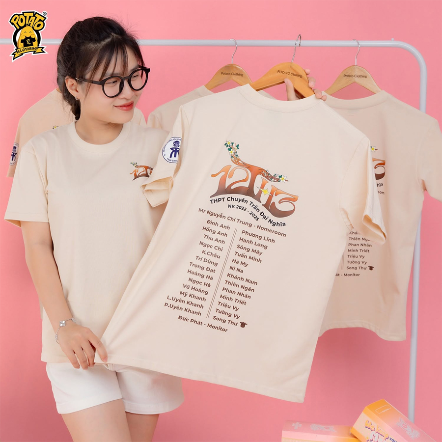 Mẫu áo lớp áo thun màu kem 1