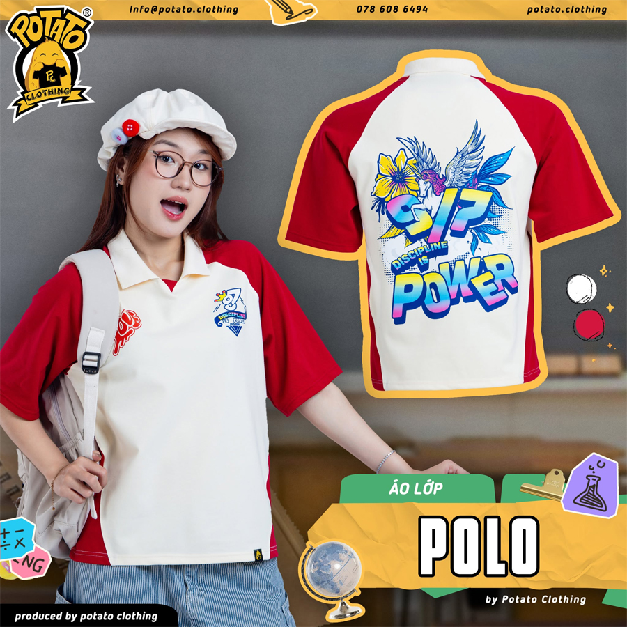 Mẫu áo lớp polo màu kem 3