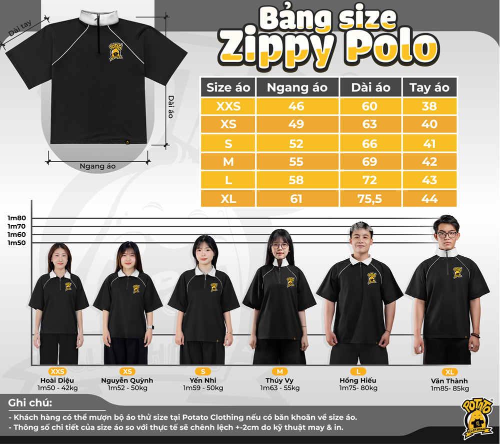 Bảng size áo polo Zippy