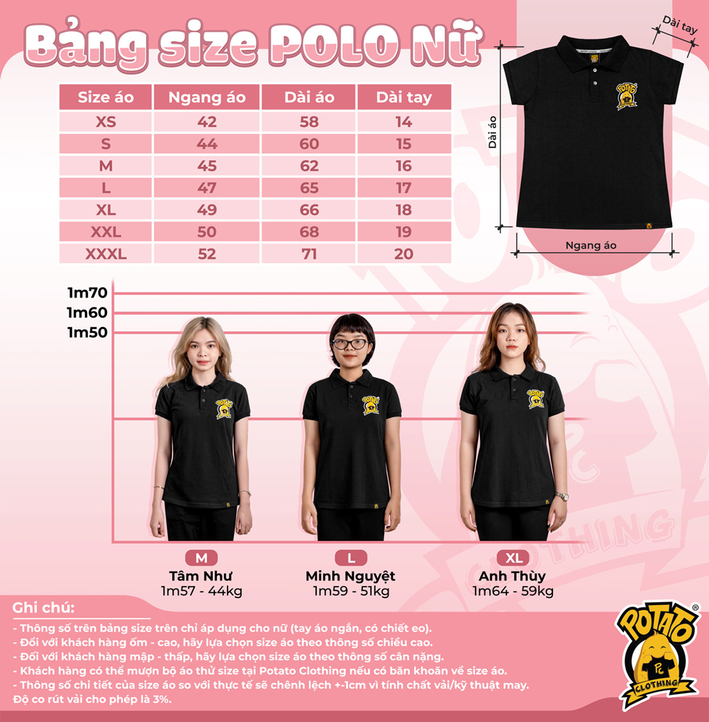 Bảng size Polo Nữ