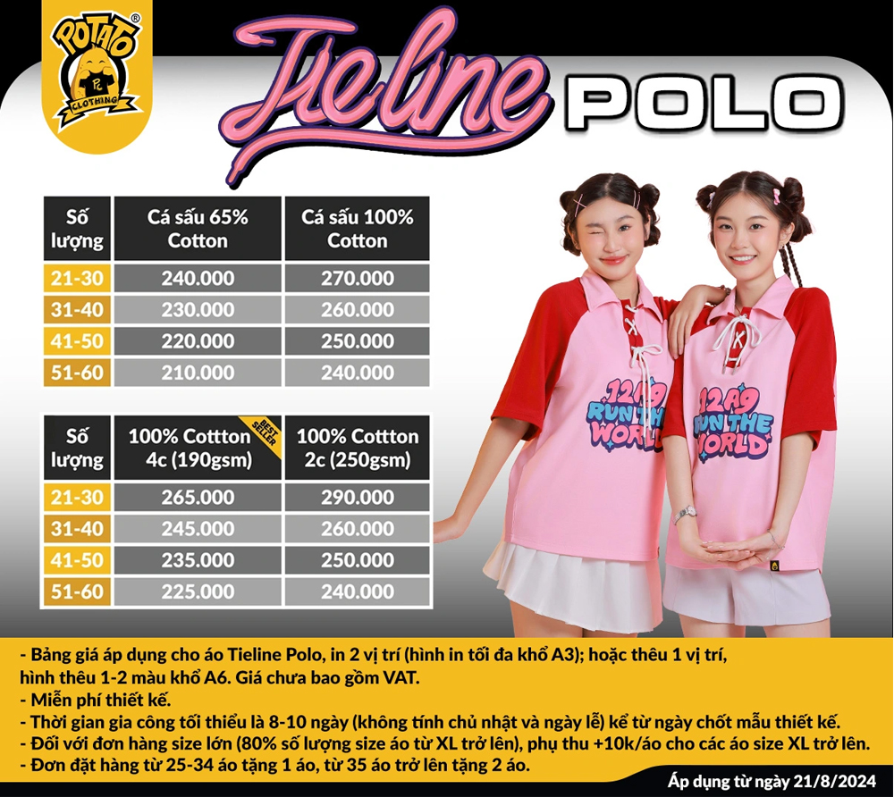 Bảng giá áo lớp Tieline Polo