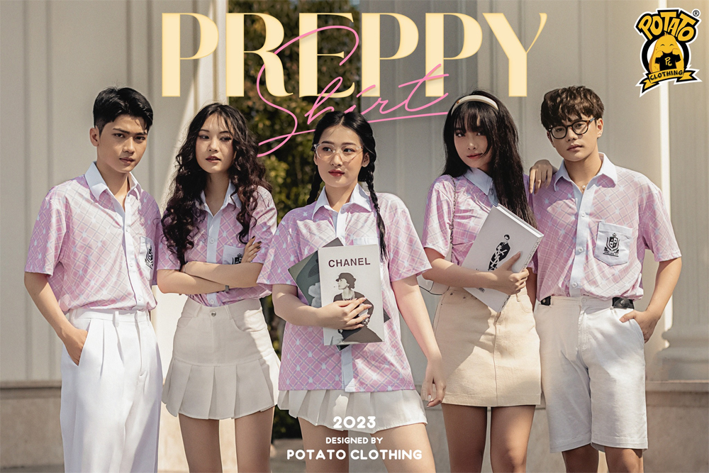 BST áo lớp sơ mi Preppy Shirt Potato Clothing