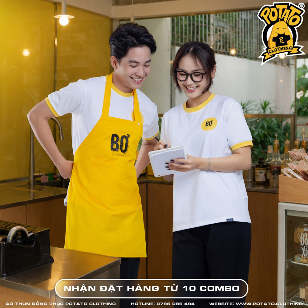 Combo áo thun tạp dề đồng phục F&B giá từ 145000đ