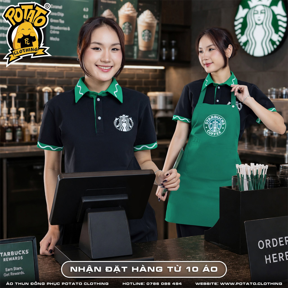 Combo áo polo tạp dề đồng phục F&B giá từ 160000đ