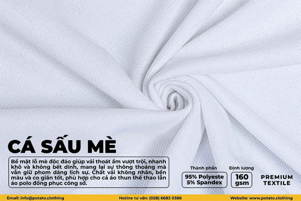 Vải cá sấu mè bền màu không nhăn giữ form áo polo thể thao