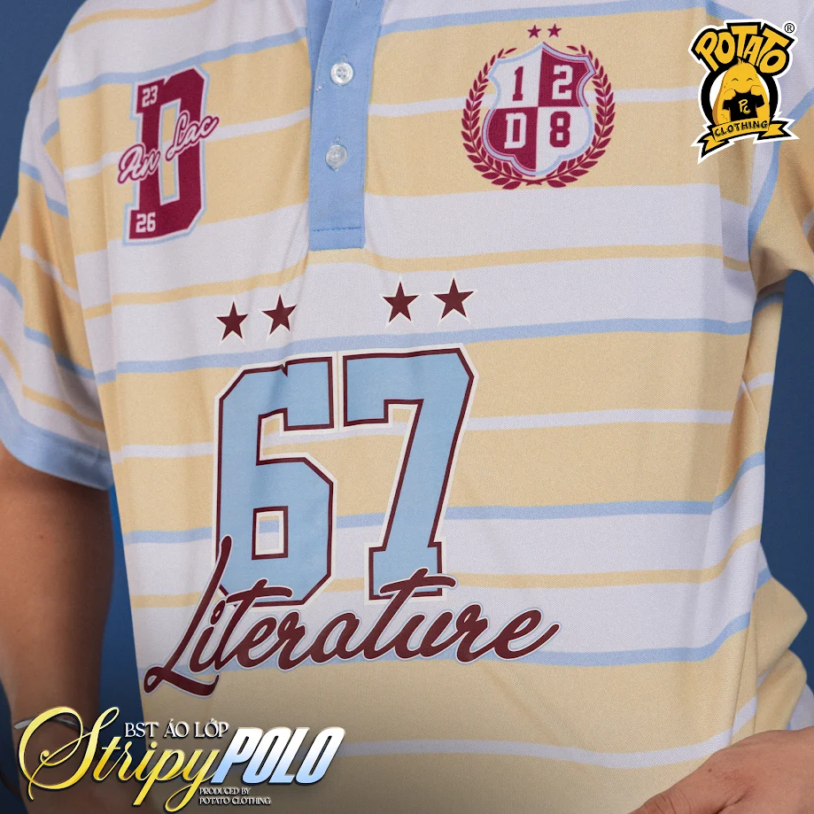 Tùy chỉnh logo tên lớp và slogan trên áo Stripy Polo