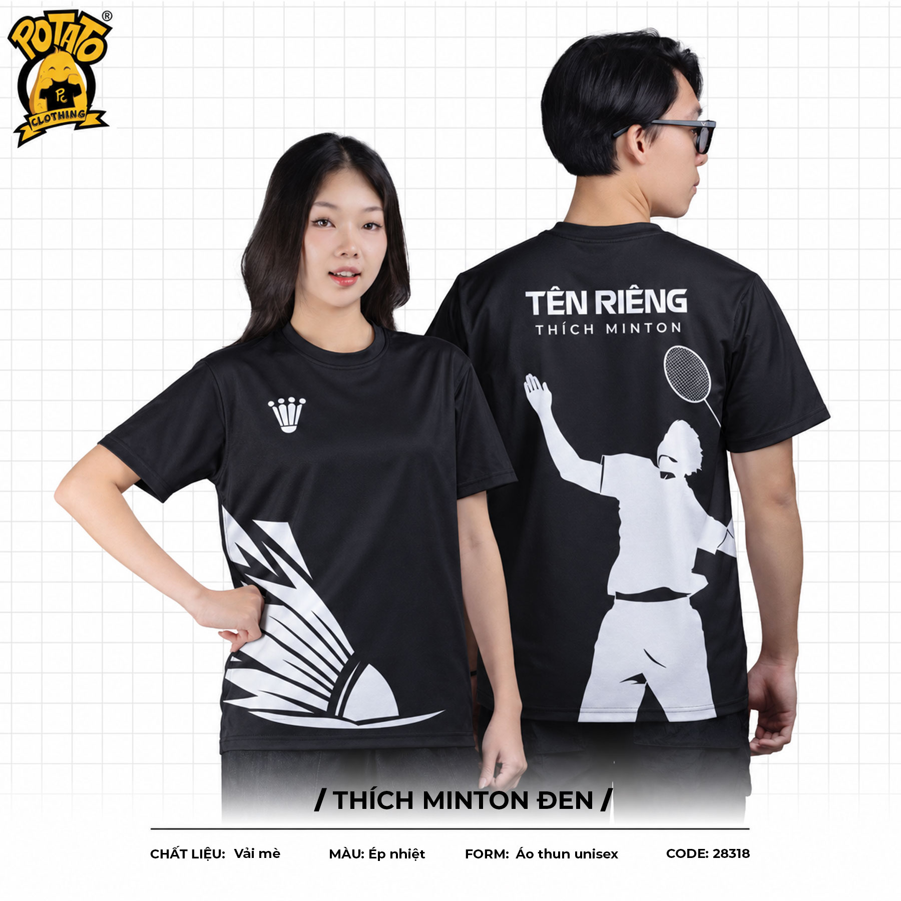 Đồng phục áo thun Thích Minton Đen