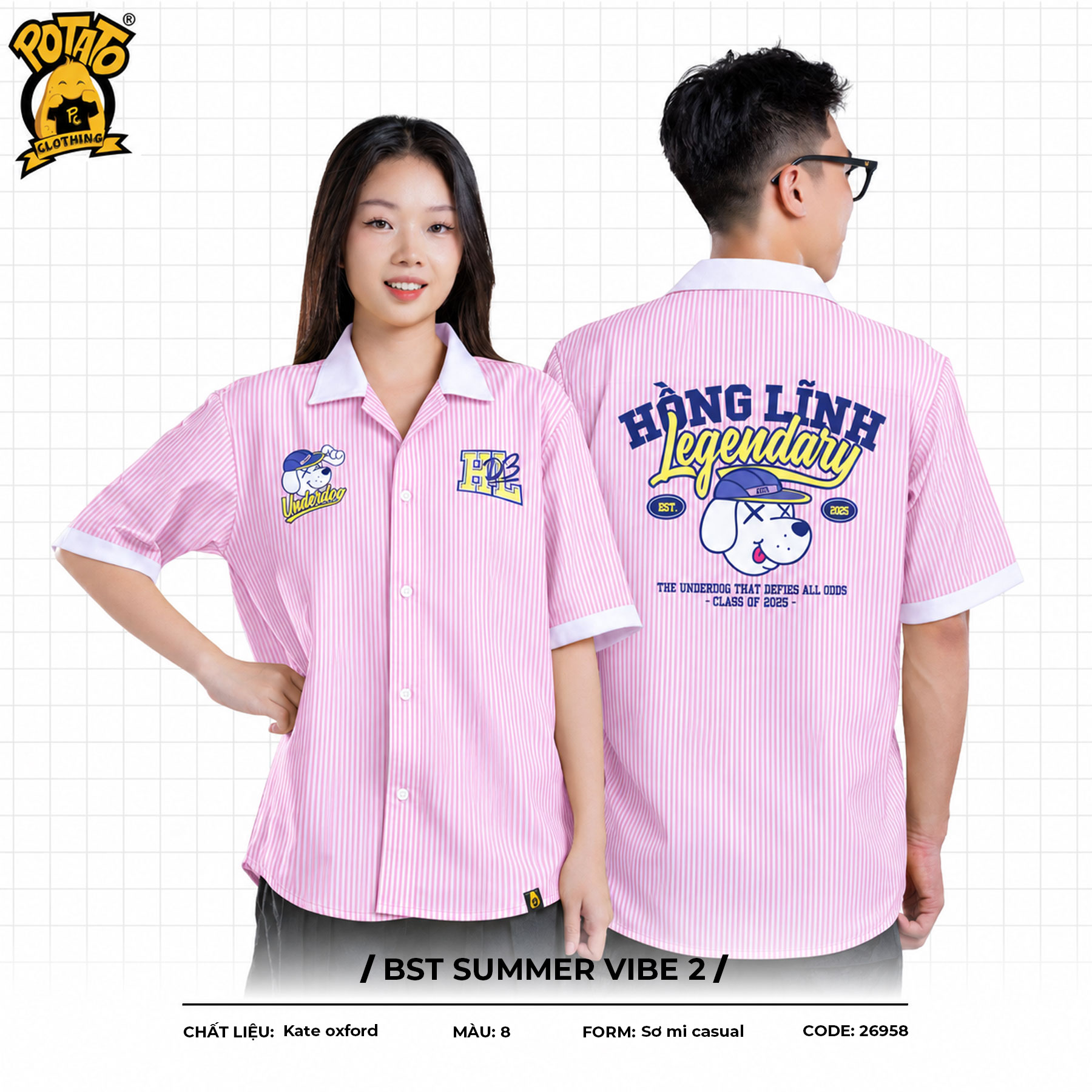 BST Áo lớp sơ mi Summer Vibe Hồng