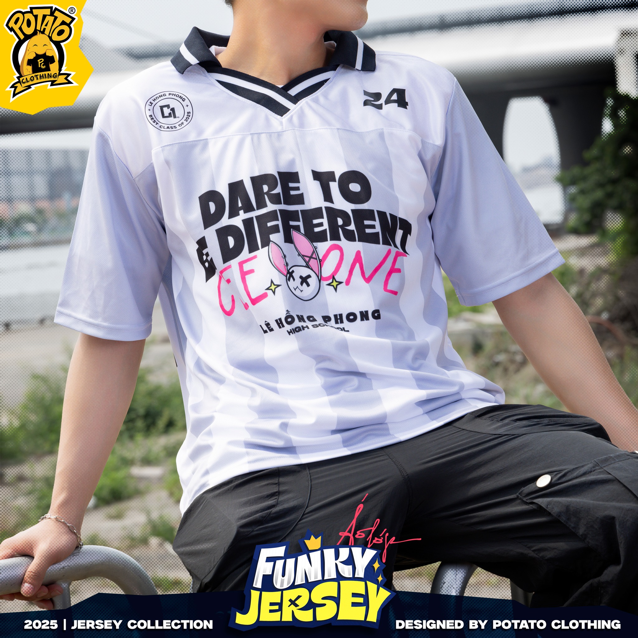 Áo lớp bóng bầu dục Funky Jersey - Xám