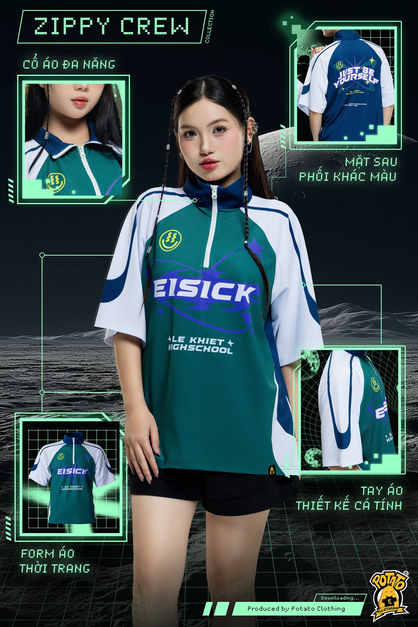 Áo lớp polo Zippy Crew Eisick - Xanh lá
