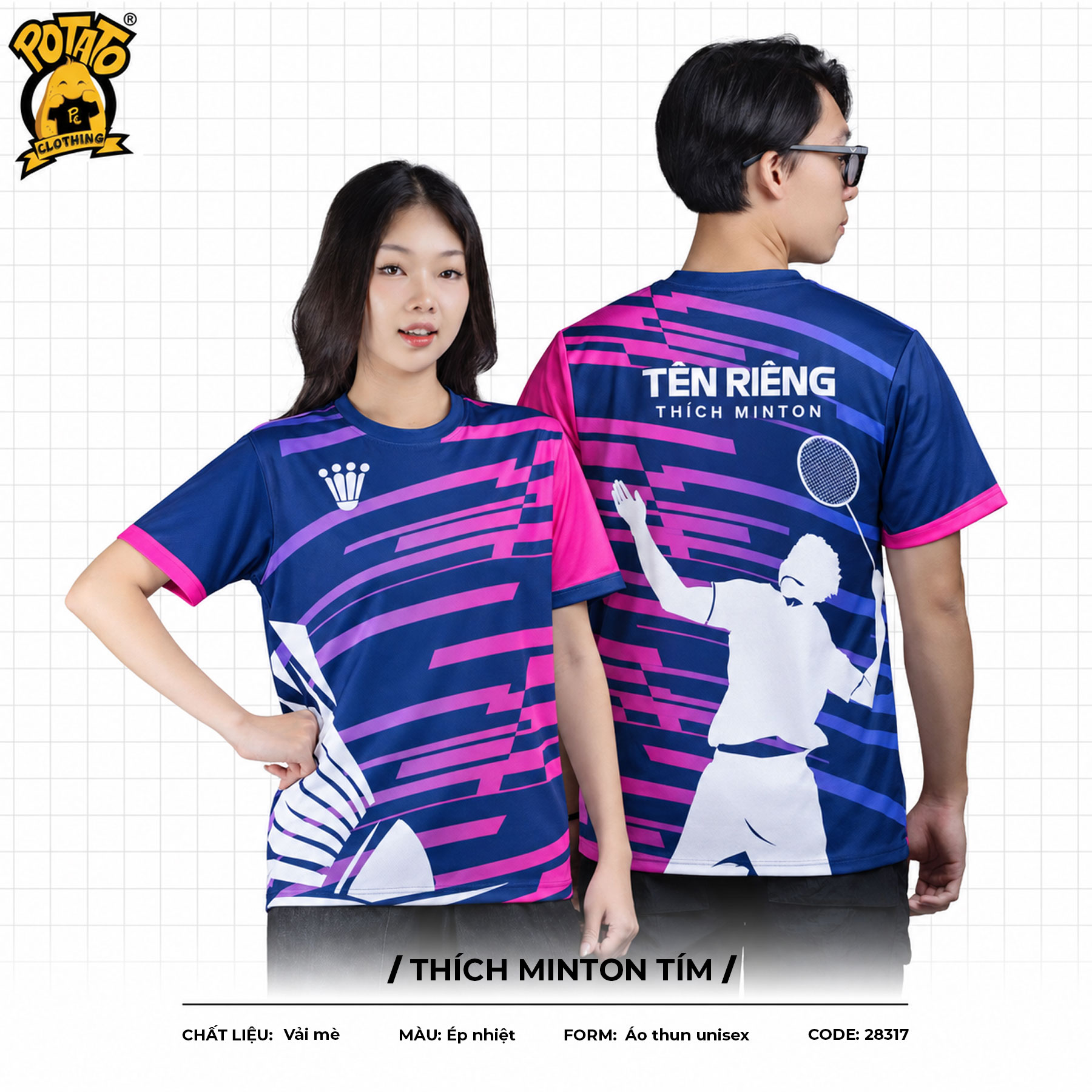 Đồng phục áo thun Thích Minton Tím