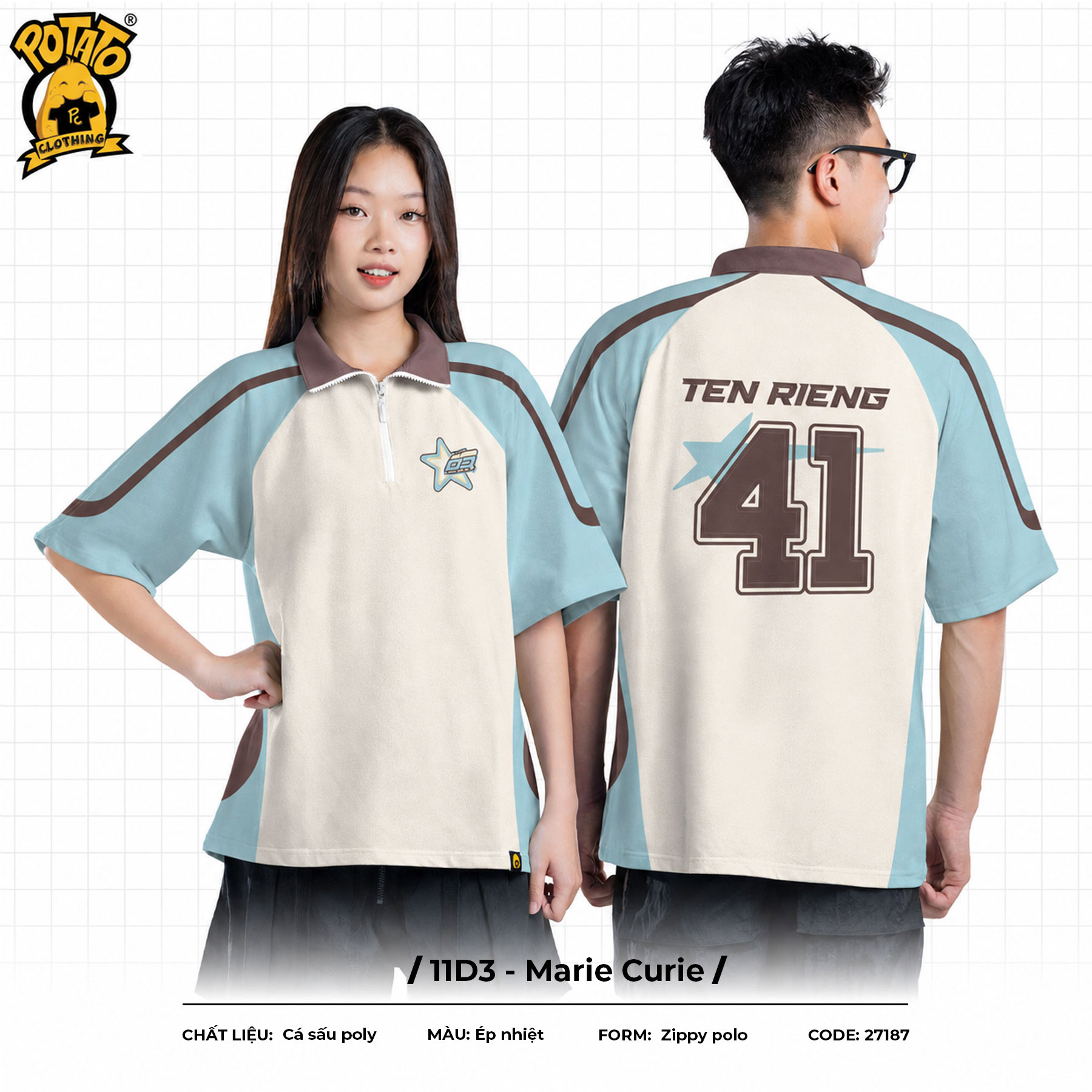 Áo lớp zippy polo 11D3 - Marie Curie