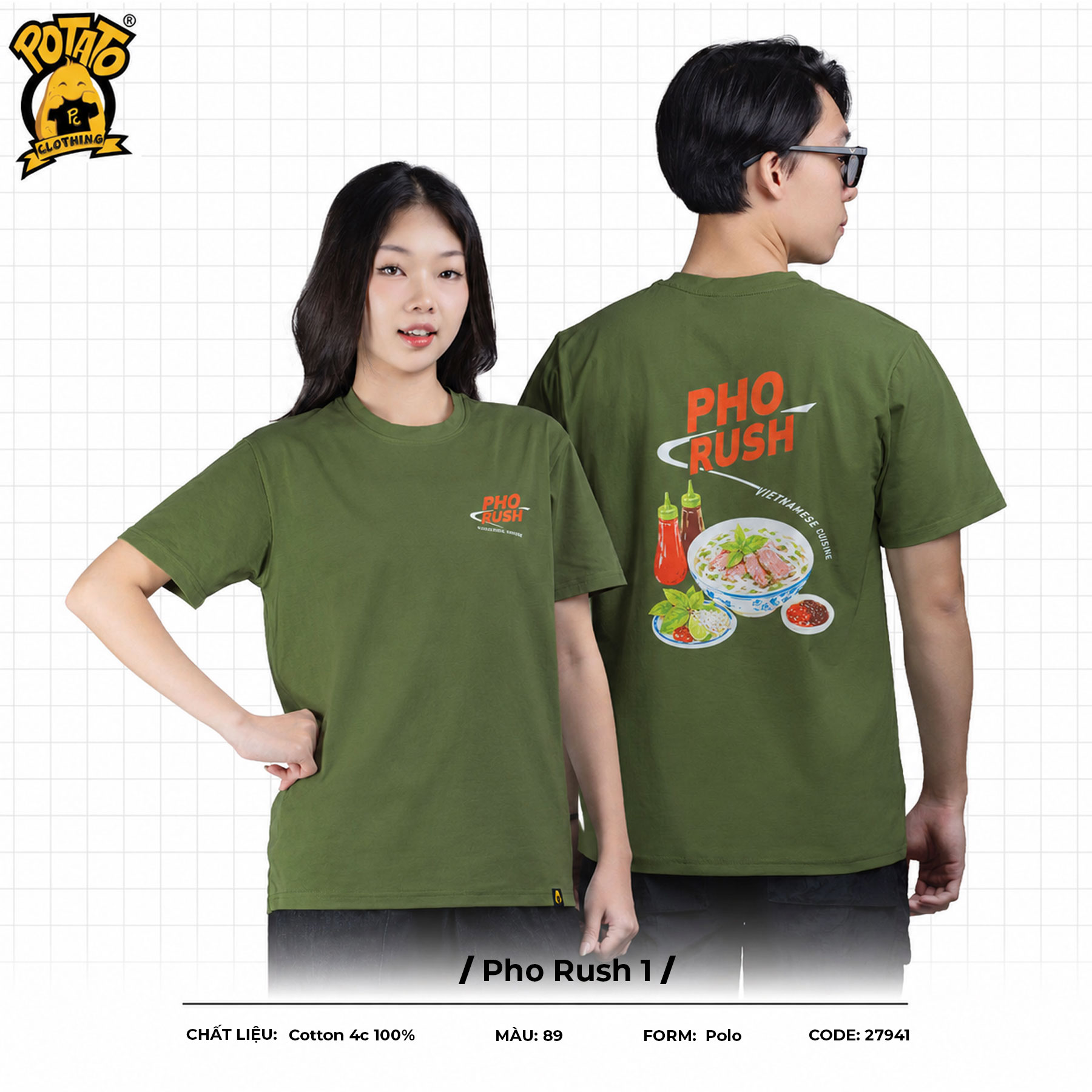Đồng phục áo thun Pho Rush xanh lá