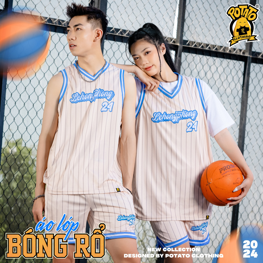 Áo Bóng Rổ Kẻ Sọc Be
