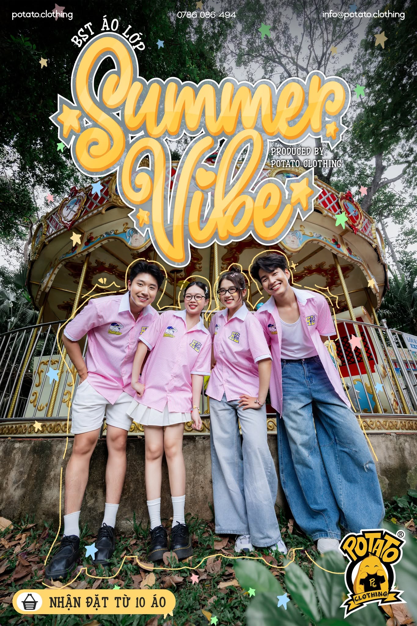 BST Áo lớp sơ mi Summer Vibe Hồng