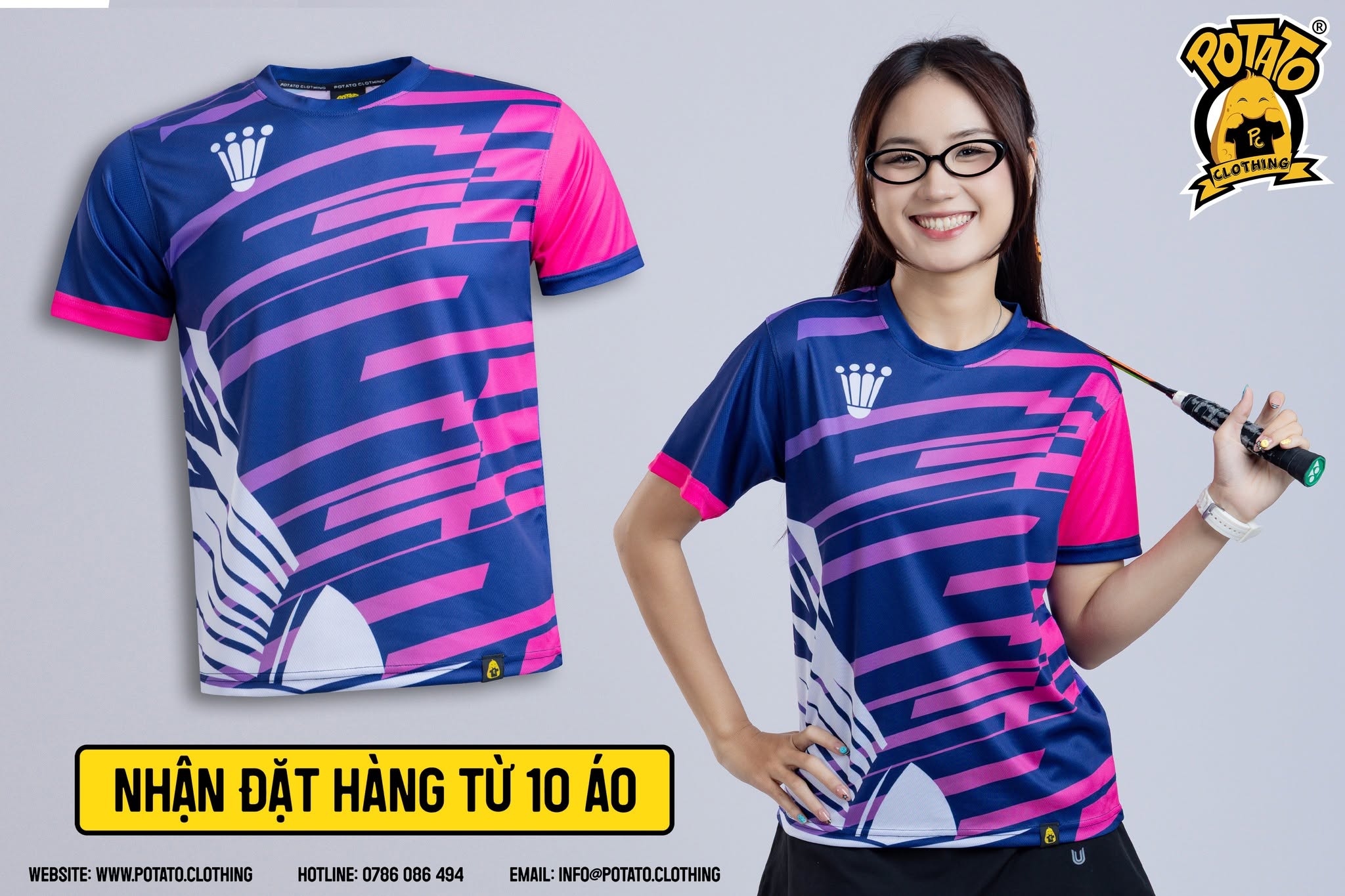 Đồng phục áo thun Thích Minton Tím