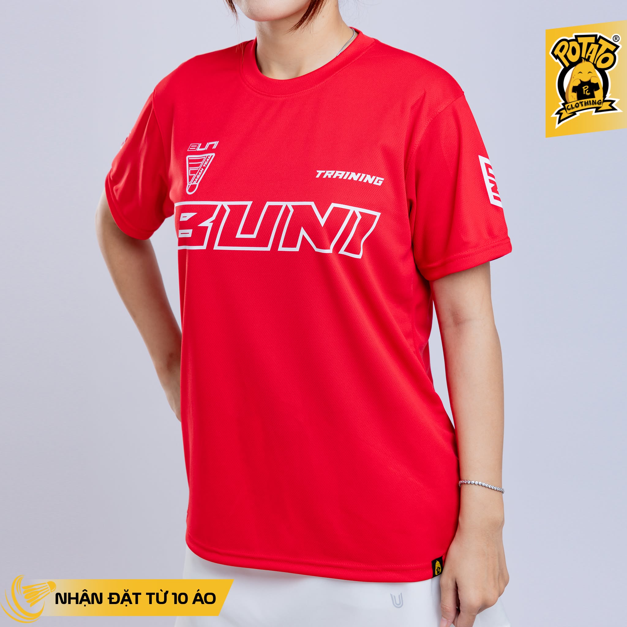 Đồng phục áo thun BUNI Badminton Đỏ Tươi