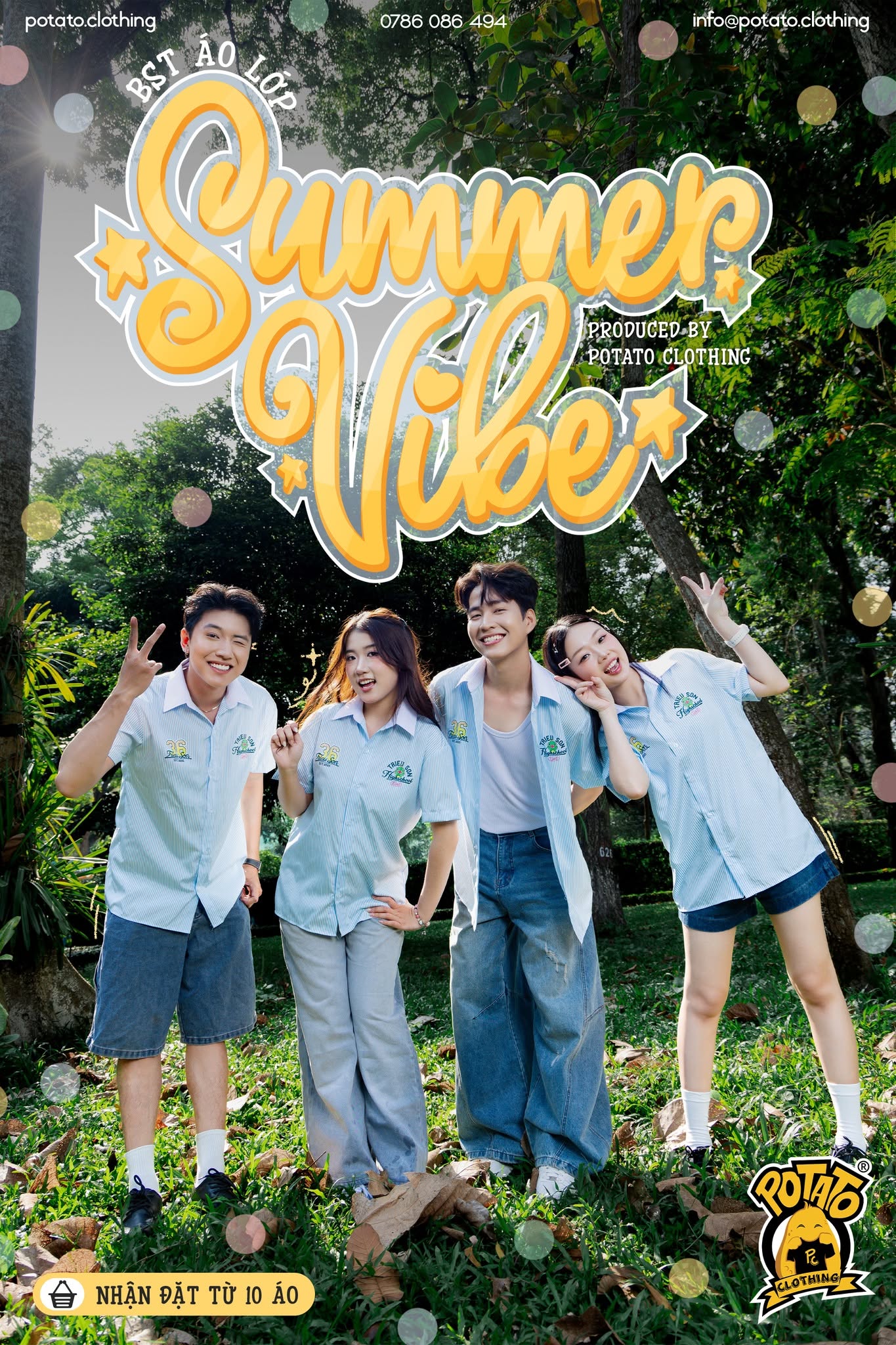 BST Áo lớp sơ mi Summer Vibe Xanh Dương